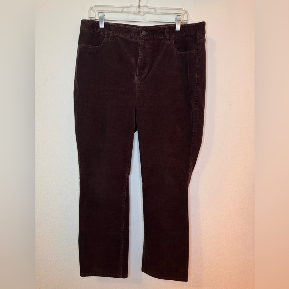 Talbots Sz 14 Brown Corduroy Straight Leg Pants